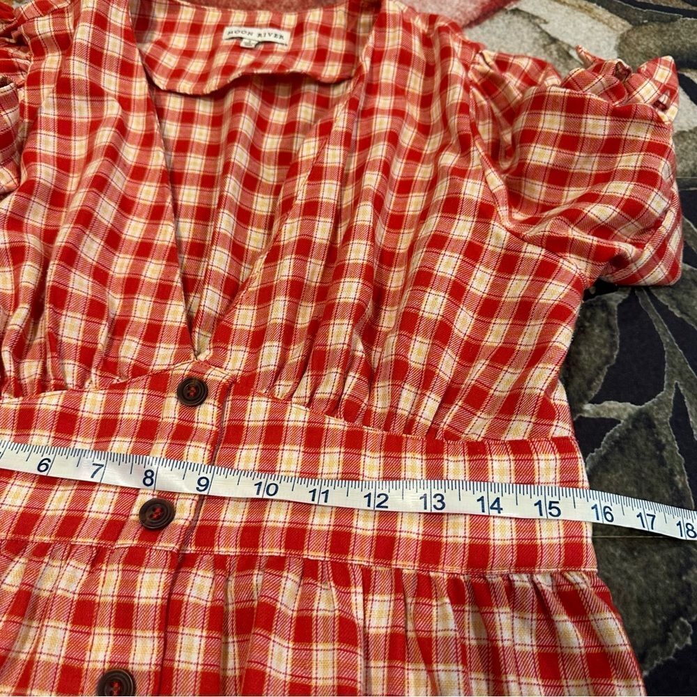 Moon River Red Gingham Midi Dress - Picture 10 of 14